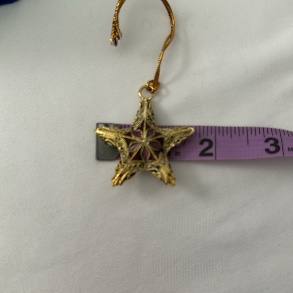 Cloisonné Small Ornament Set Star, Heart, Sphere and Bell in Blue Velvety Box - Picture 8 of 9